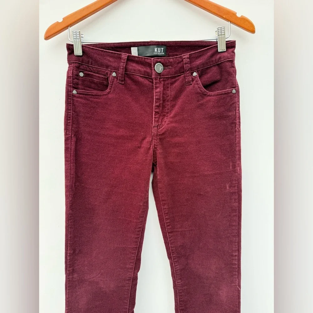 Kut From The Kloth Karen Baby Boot Cut Maroon Corduroy Trousers Size 00 - Picture 6 of 13